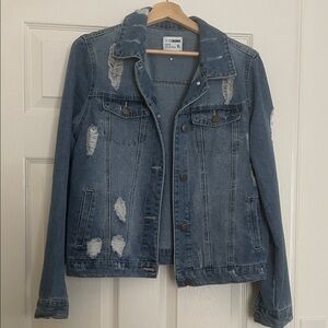 Ci Sono Blue Distressed Jean Jacket